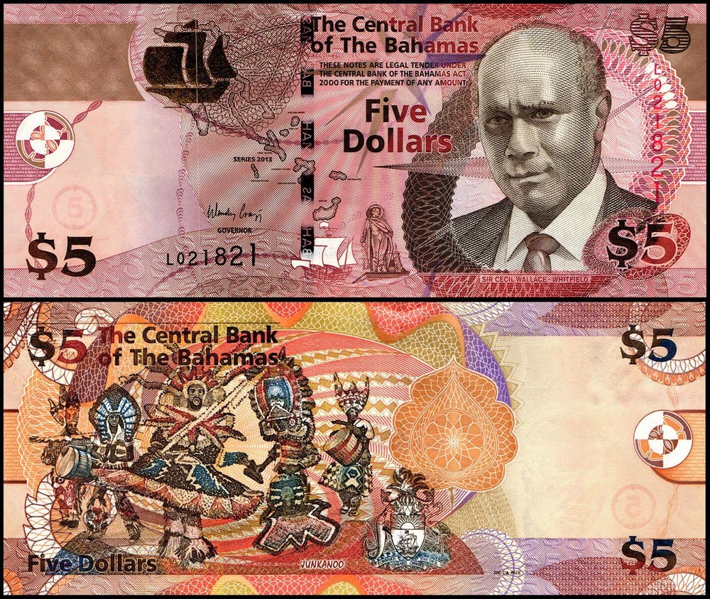 Bahamas 5 Dollars, 2013, P-72A, UNC
