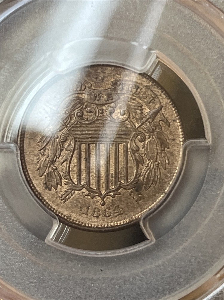 1864 2 cent $0.02 PCGS MS63BN Large Motto