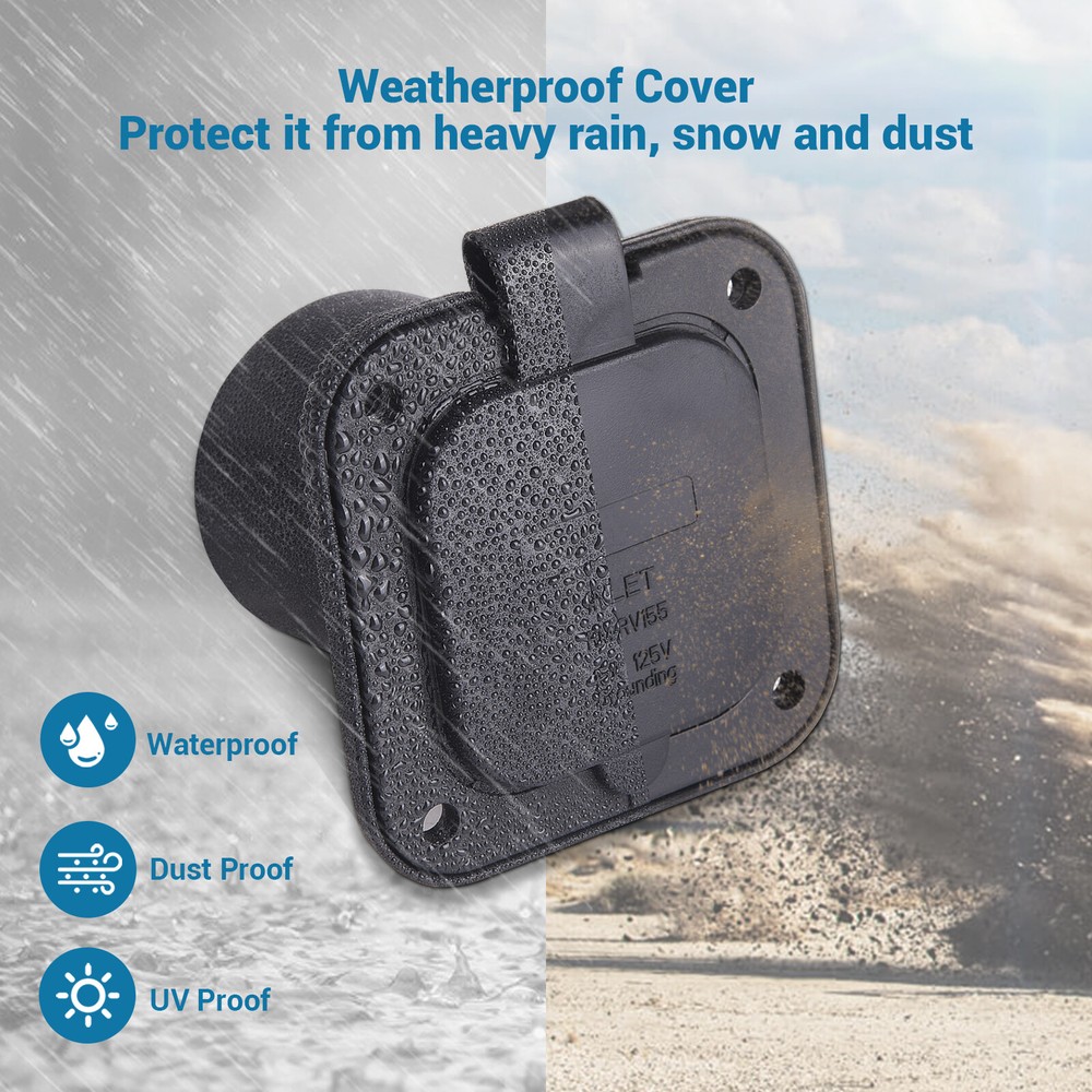 15A 125V AC Port Shore Power Plug Electrical Outlet Flanged Inlets for Boat RV