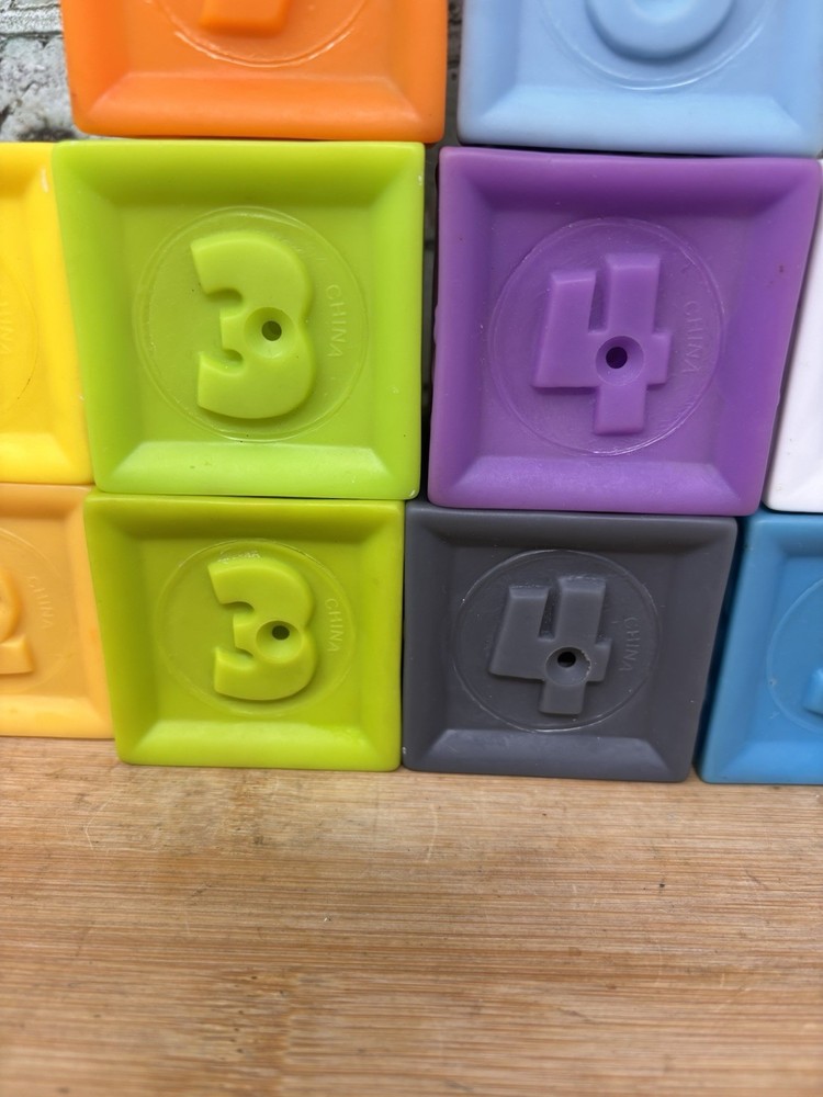 Lot Infantino Squeeze Stack Block Sensory Developmental Animals Colors Numbers