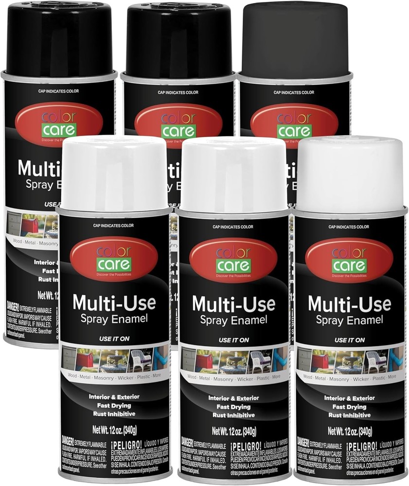 Spray Paint, 12 oz, 4-Pack (Gloss White, Gloss Black, Dark Green, Ruby Red)