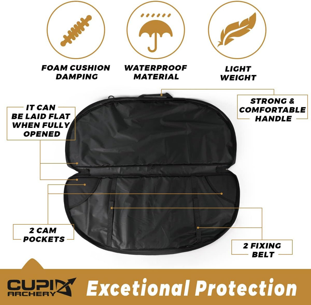 Compound Bow Case Soft Lightweight Archery Bag w/ Arrow Pocket Backpack Straps