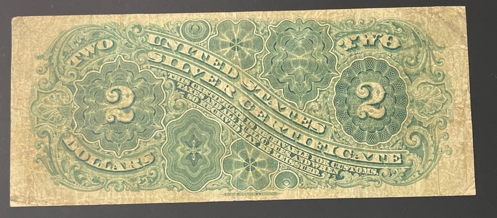 1886 $2 silver certificate Hancock