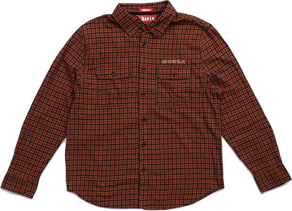 Baker Flames Longsleeve Flannel Medium-RED