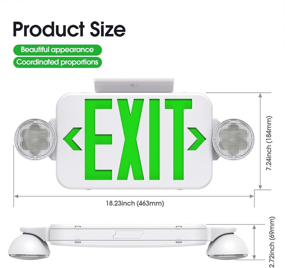 3 Pack GREEN LED Emergency Exit Light Sign Battery Backup UL924 Fire