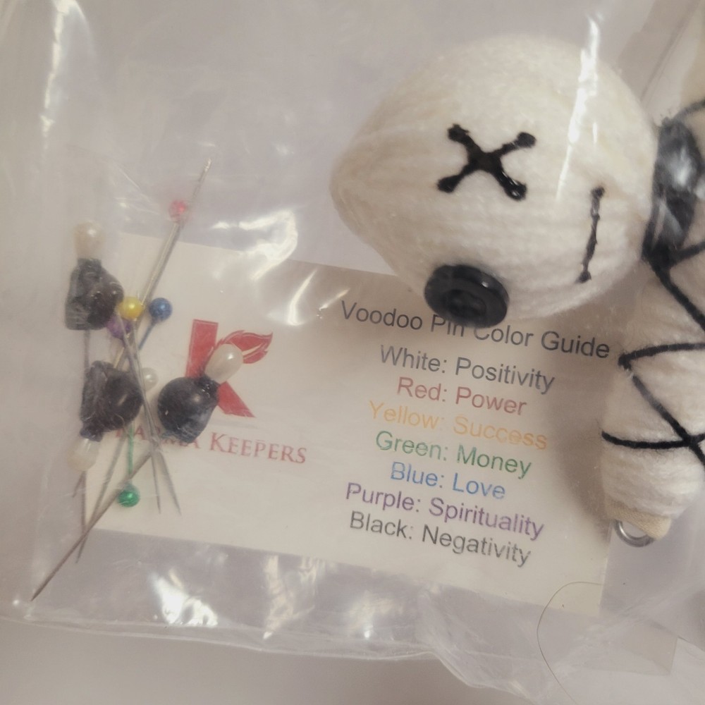 NEW 2017 Karma Keepers Voodoo String Doll Black Magic Witchcore 7" With Pins