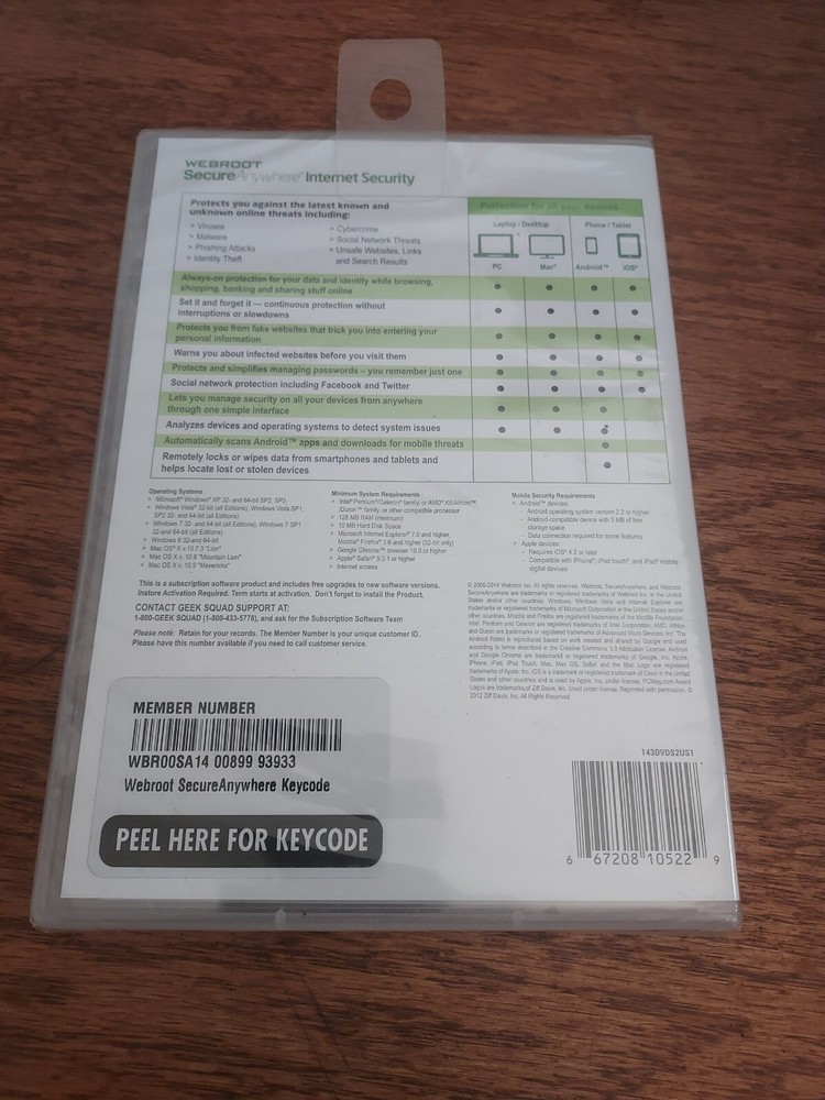 Webroot SecureAnywhere Internet Security - Full Version for Windows & Mac sealed