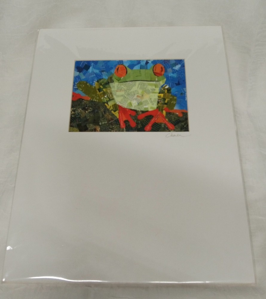 Charla Steele Collage Frog Artwork - Signed