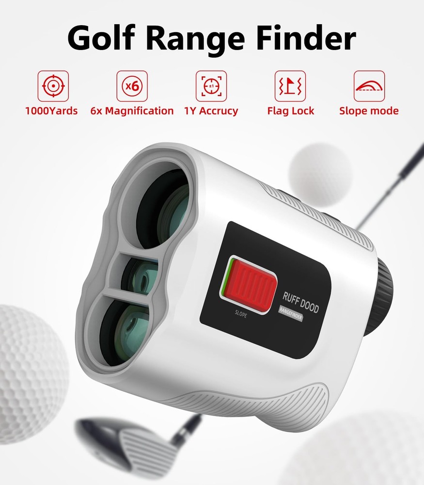 Golf Rangefinder with Slope, 1000 Yard Laser Rangefinder, Flag Lock & White
