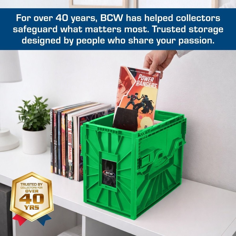 BCW Green Short Comic Book Bin Heavy Duty Stackable Plastic Box Holds 150 Bagged