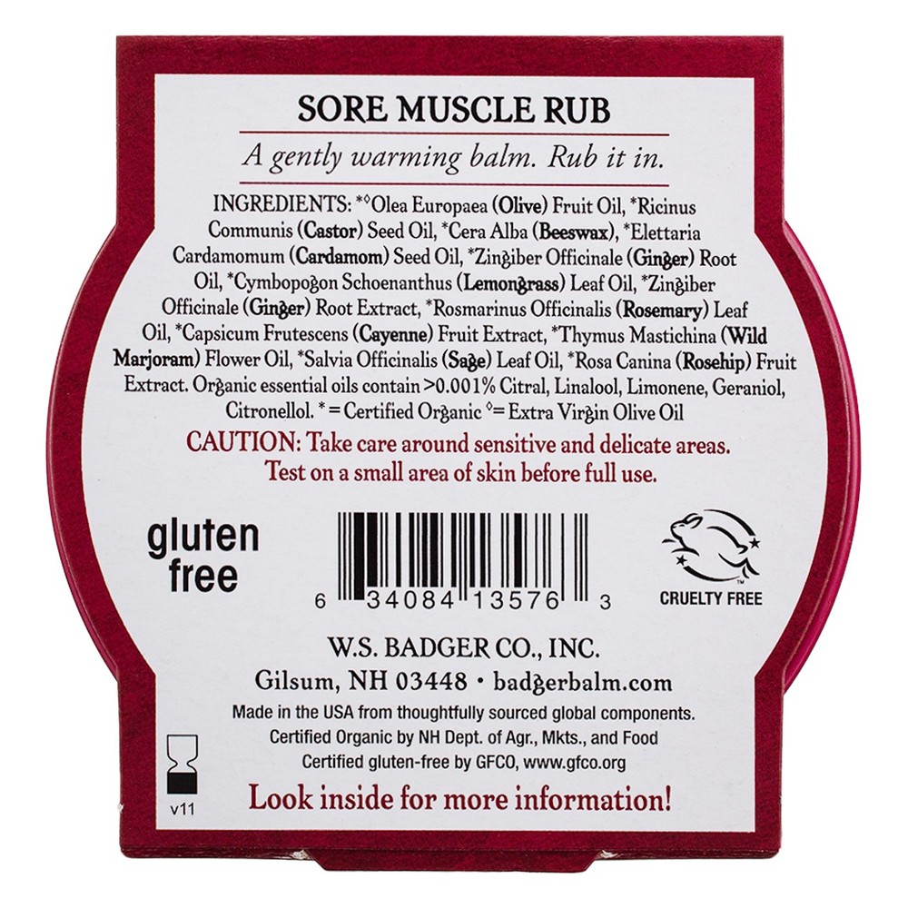 2 Pack Badger Sore Muscle Rub Tin, Cayenne & Ginger, 2 oz