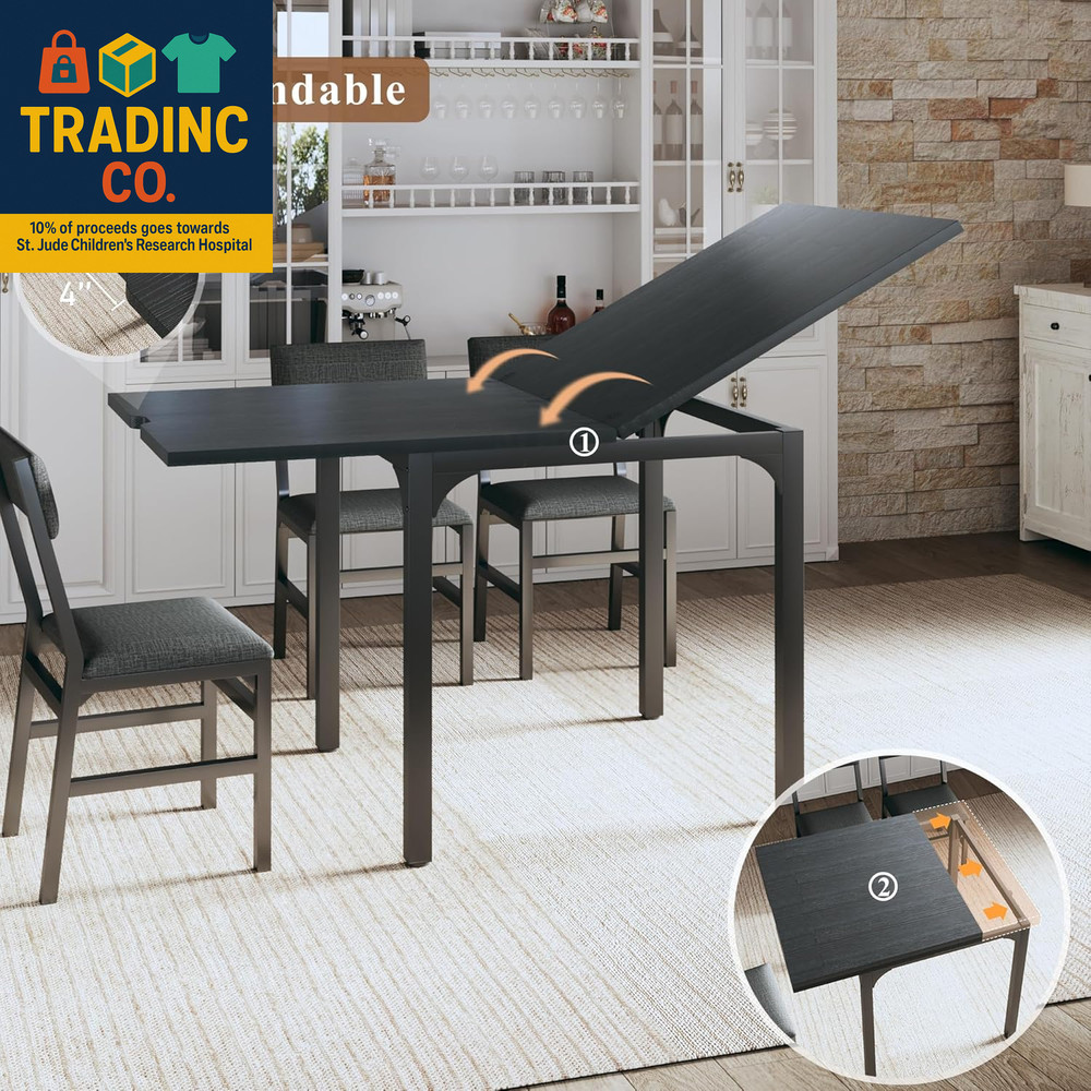 7-Piece Dining Table Set for 4-6, Extendable Kitchen Table Cushion Chairs Set of