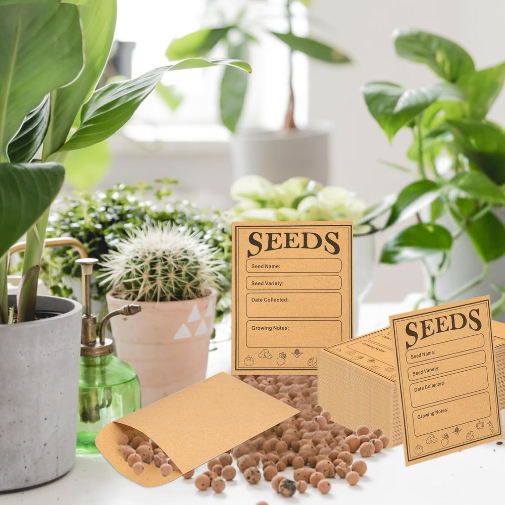 150PCS Seed Saving Envelopes 3x4.7in Kraft Paper Packets Set