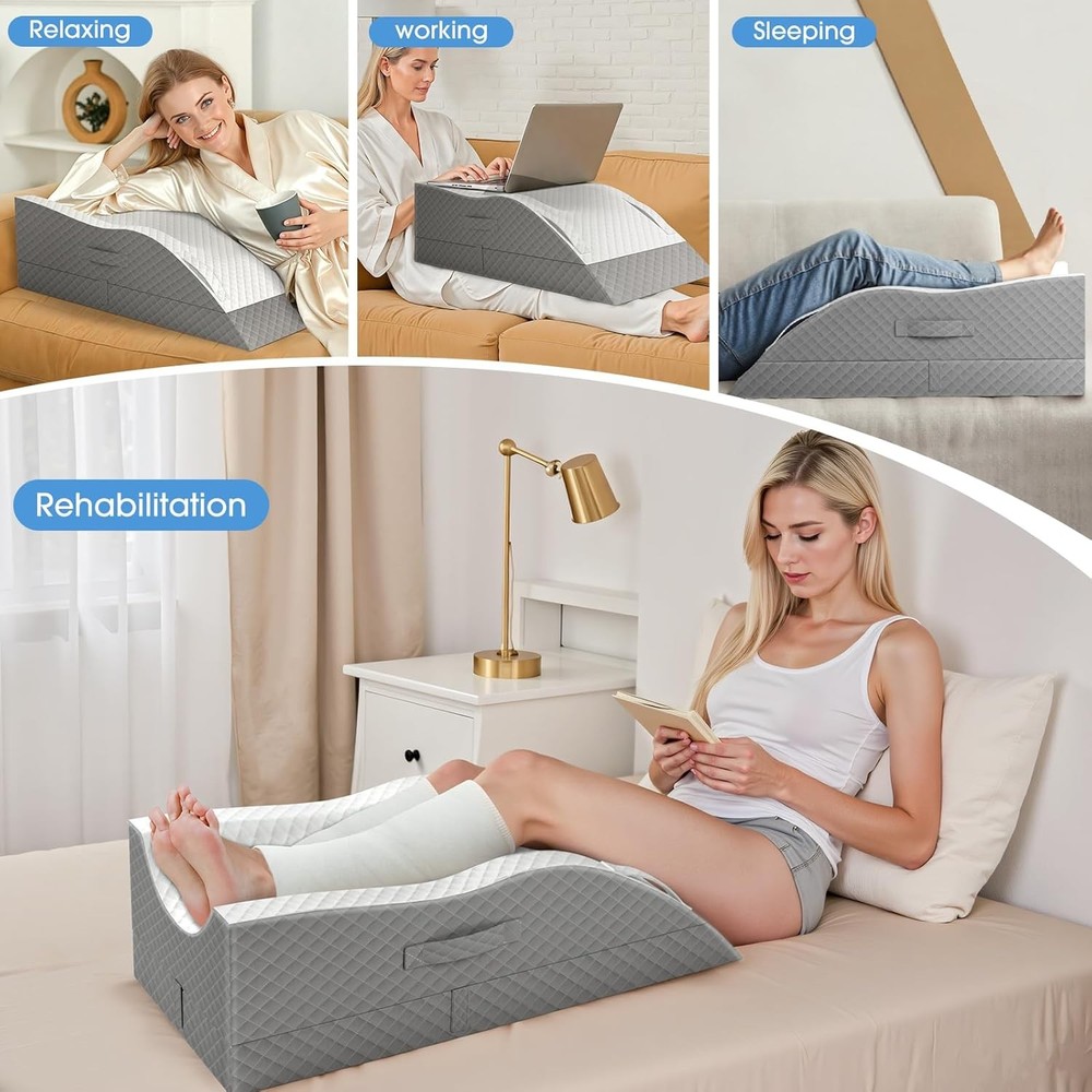 Post-surgery leg elevation pillow, memory foam adjustable leg wedge pillow,