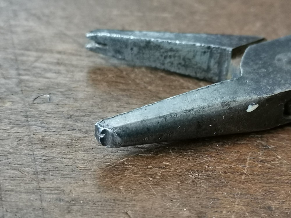Vintage modified pliers, 5 1/8" long.