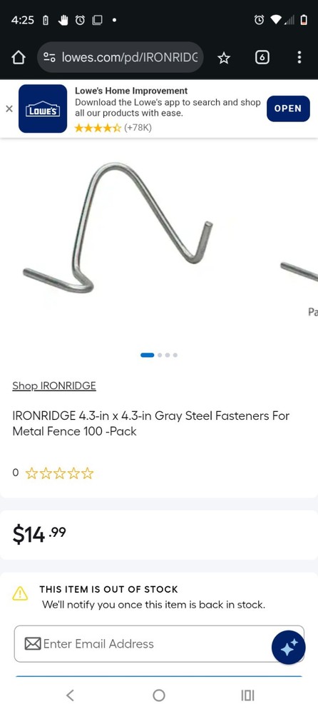 100 Pack T-post Clips For Attaching Wire Fence Galvinized