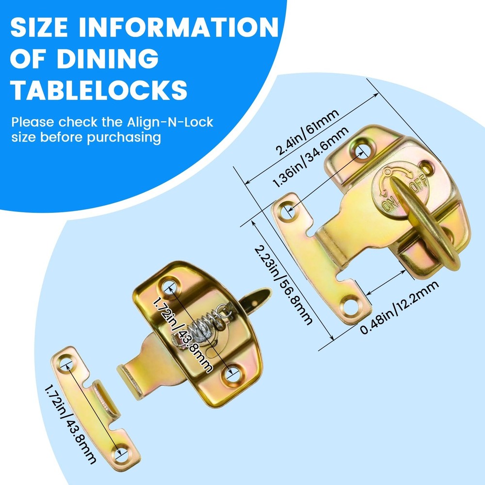 SDTC Tech 2 Pack Dining Table Locks Metal Spring Leaf Buckle Yellow