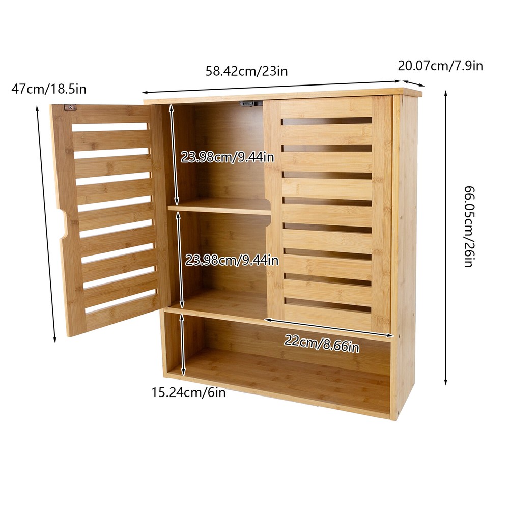 Modern Bamboo Storage Cabinet Bathroom Kitchen 3 Tiers Organizer Storage Shelf