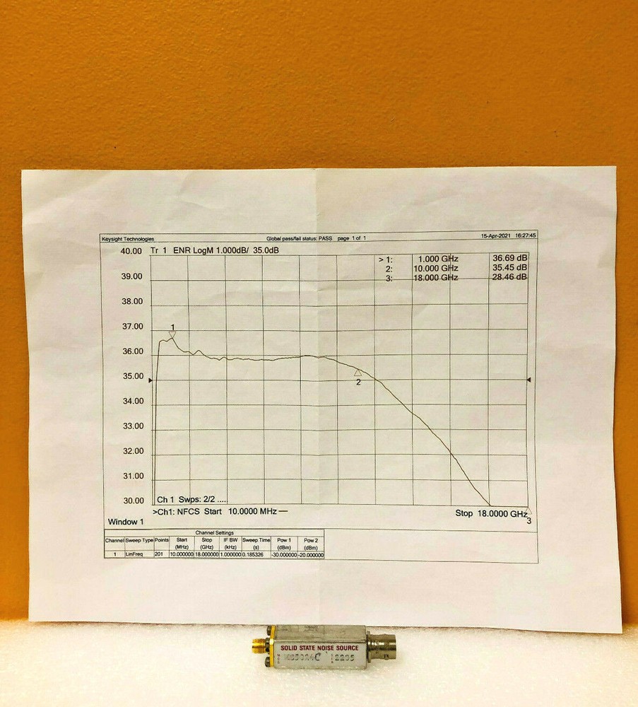MSC MC5024 1 to 10 GHz, 35 dB ENR, Solid State Noise Source. Tested + Data!