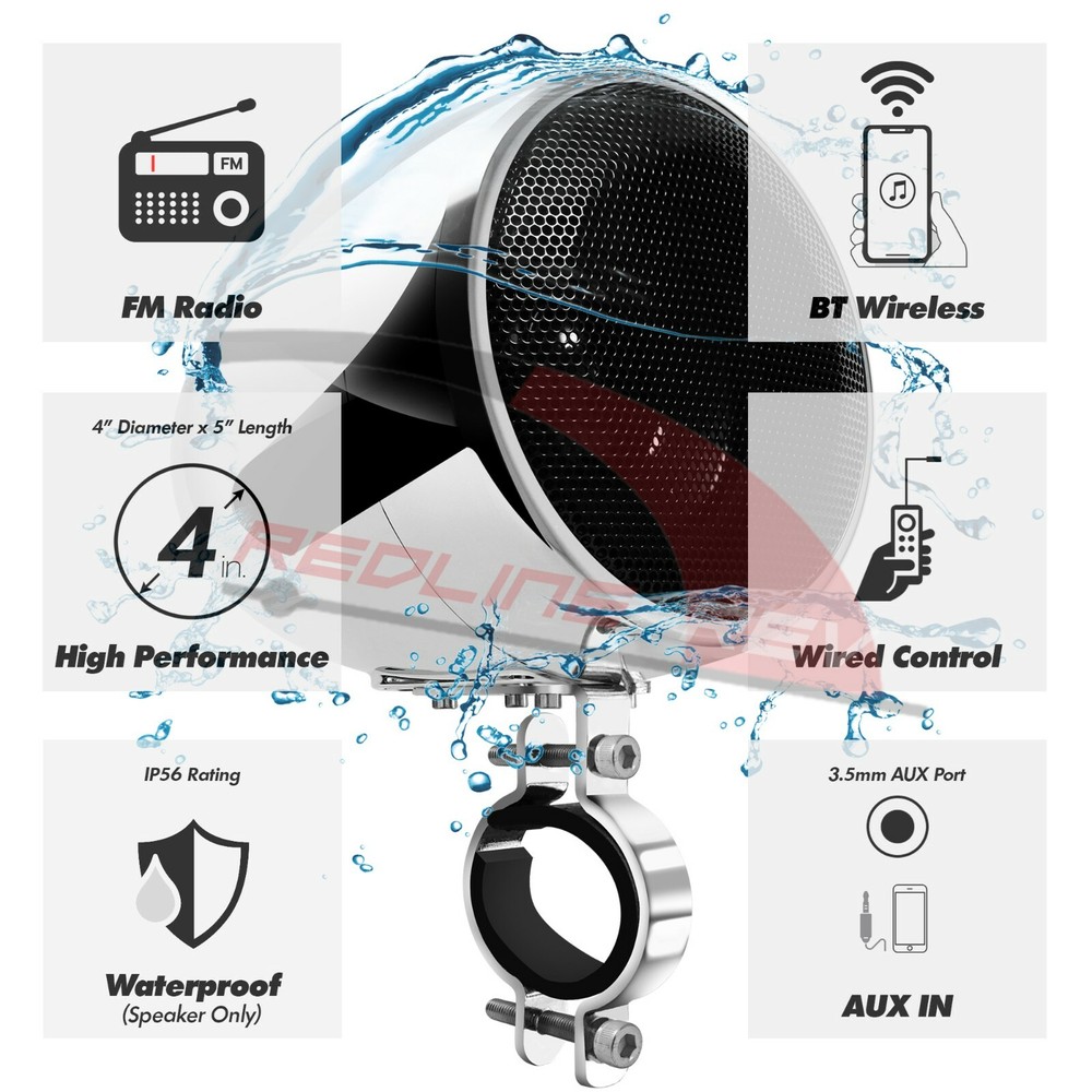 Refurb Bluetooth Amplifier Waterproof Motorcycle Stereo Speaker System Radio MP3