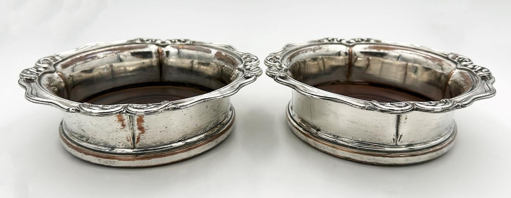 PAIR BOTTLE COASTERS OLD SHEFFIELD PLATE WILLIAM IV c1830