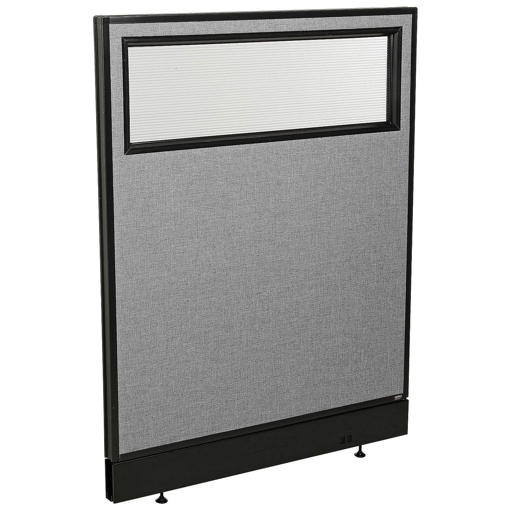 36-1/4"W x 46"H Office Partition Panel with Partial Window  Raceway Gray