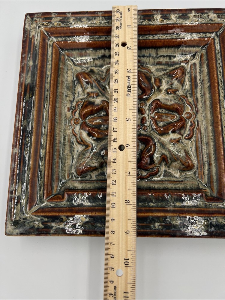 Decorative Square Rustic Ceramic Pottery Tile Wall Hanging
