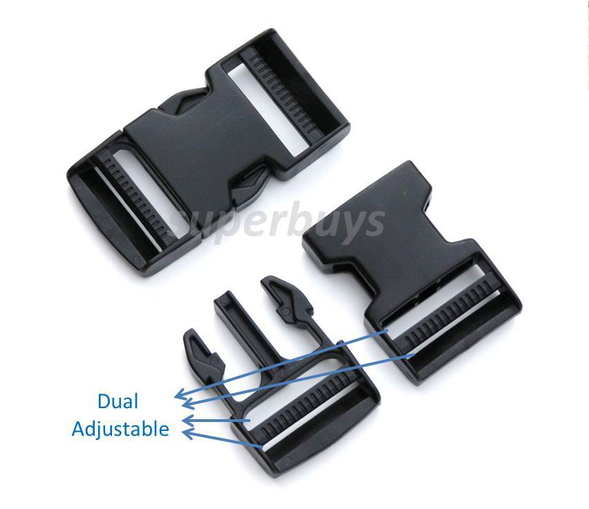 38mm Dual Adjustable Side Quick Release Buckle Clip Cord Strap Backpack Bag DA