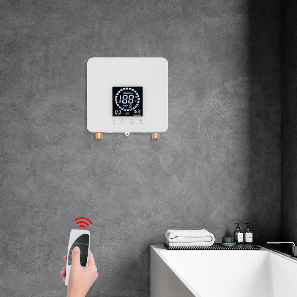 Instant Electric Water Heater LED Display Water Heater W/Remote Control Bathroom