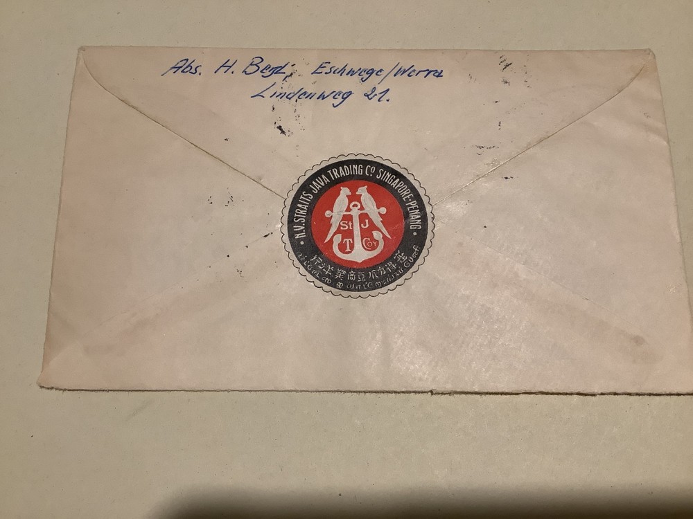 Germany N. V. Straits Java Trading Co Singapore Penang label cover  Ref A788