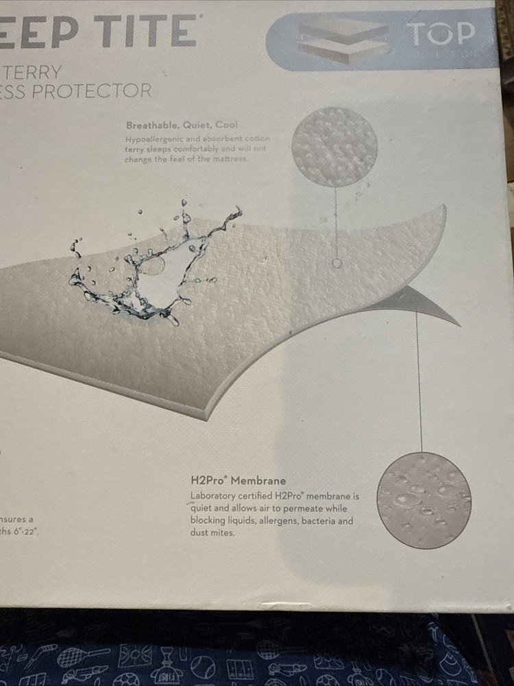 💤 MALOUF Sleep Tite Prime Terry Mattress Protector QUEEN Size New! 💤