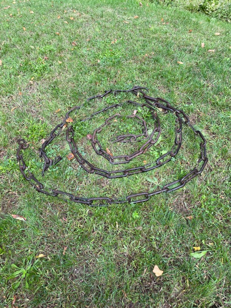 Antique cast iron horse head hitching posts & chain