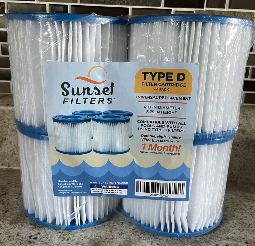 SUNSET FILTERS Type D Pool Pump Filter Replacement Cartridge 4 - Pack Universal