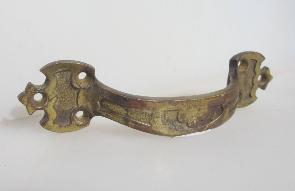 Victorian Brass Door Handle Antique Gothic Pull Old Sash Window Lift 7"W