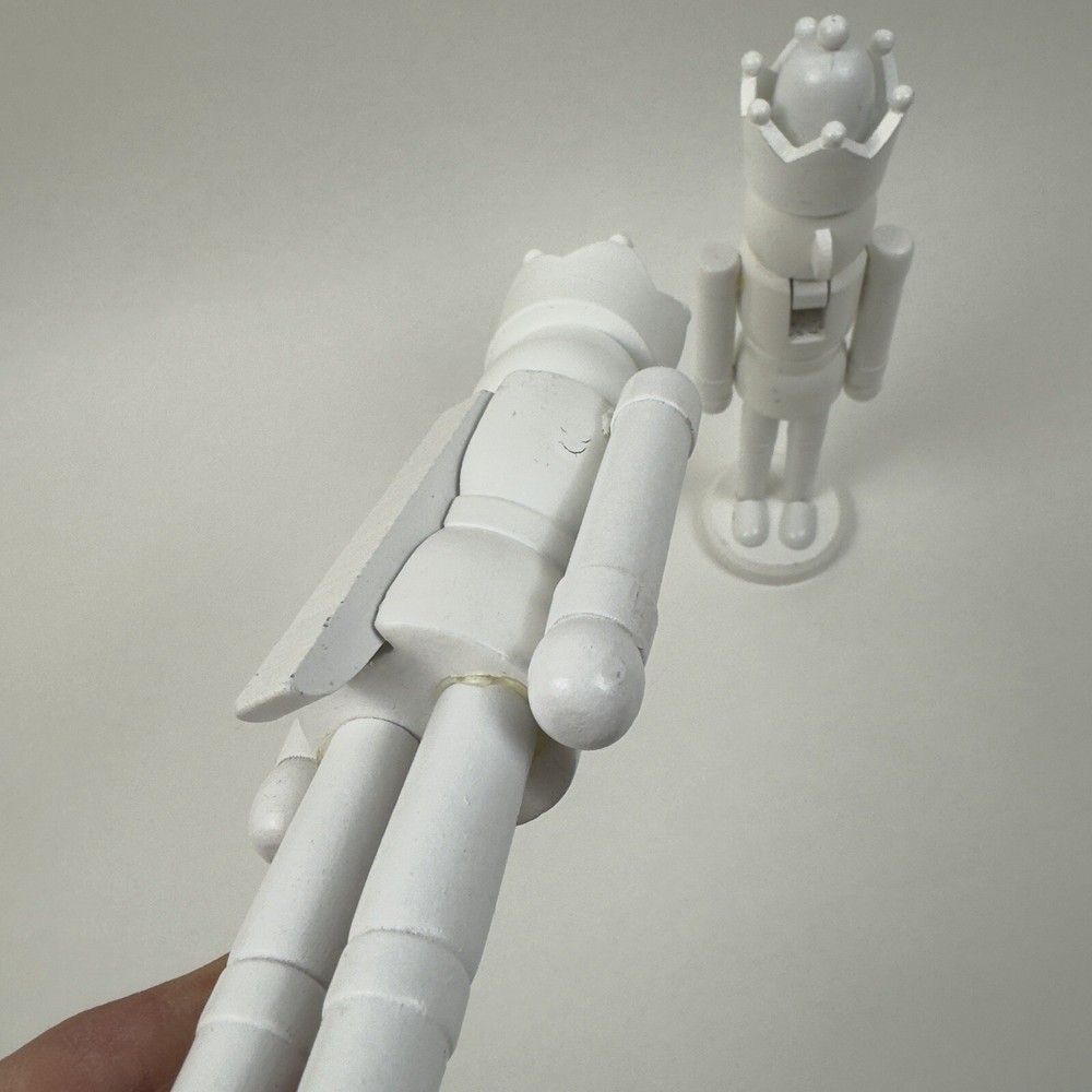 West Elm Modern Lacquer Nutcracker Figurine Christmas Set/2 White Flaws Read