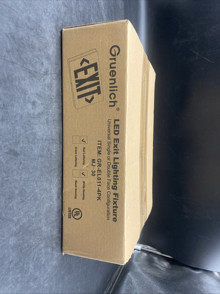 Gruenlich LED Exit Lighting Fixture Universal Single Or Double Face 4 Pack New*