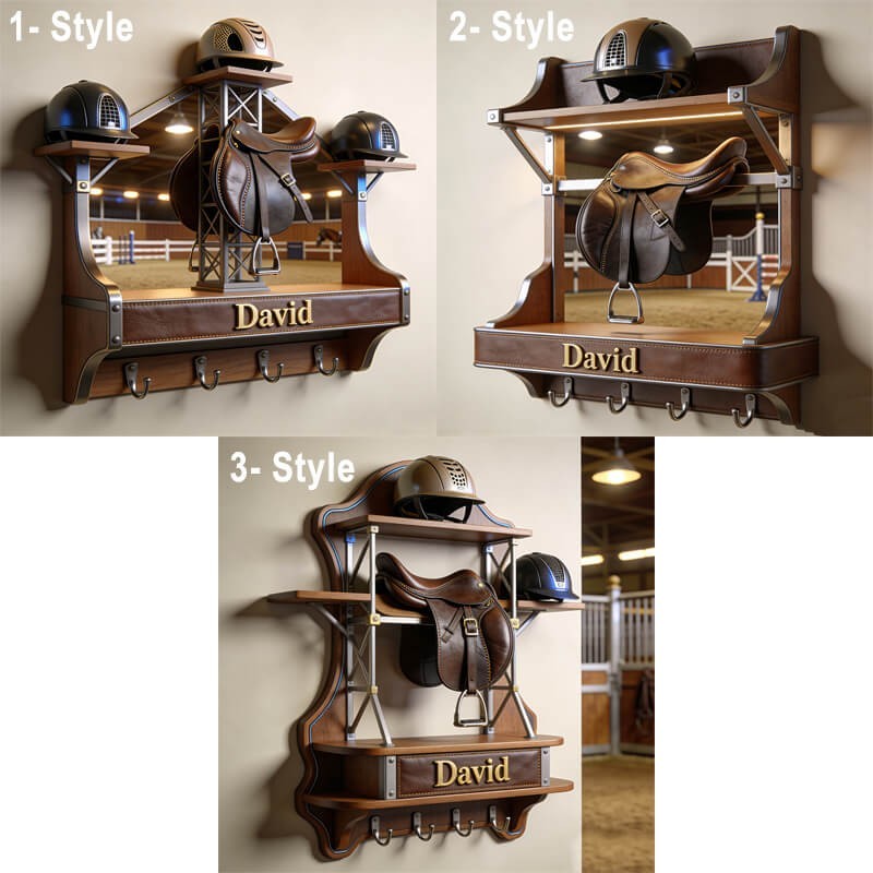 Personalized equestrian tower themed hooks key holder