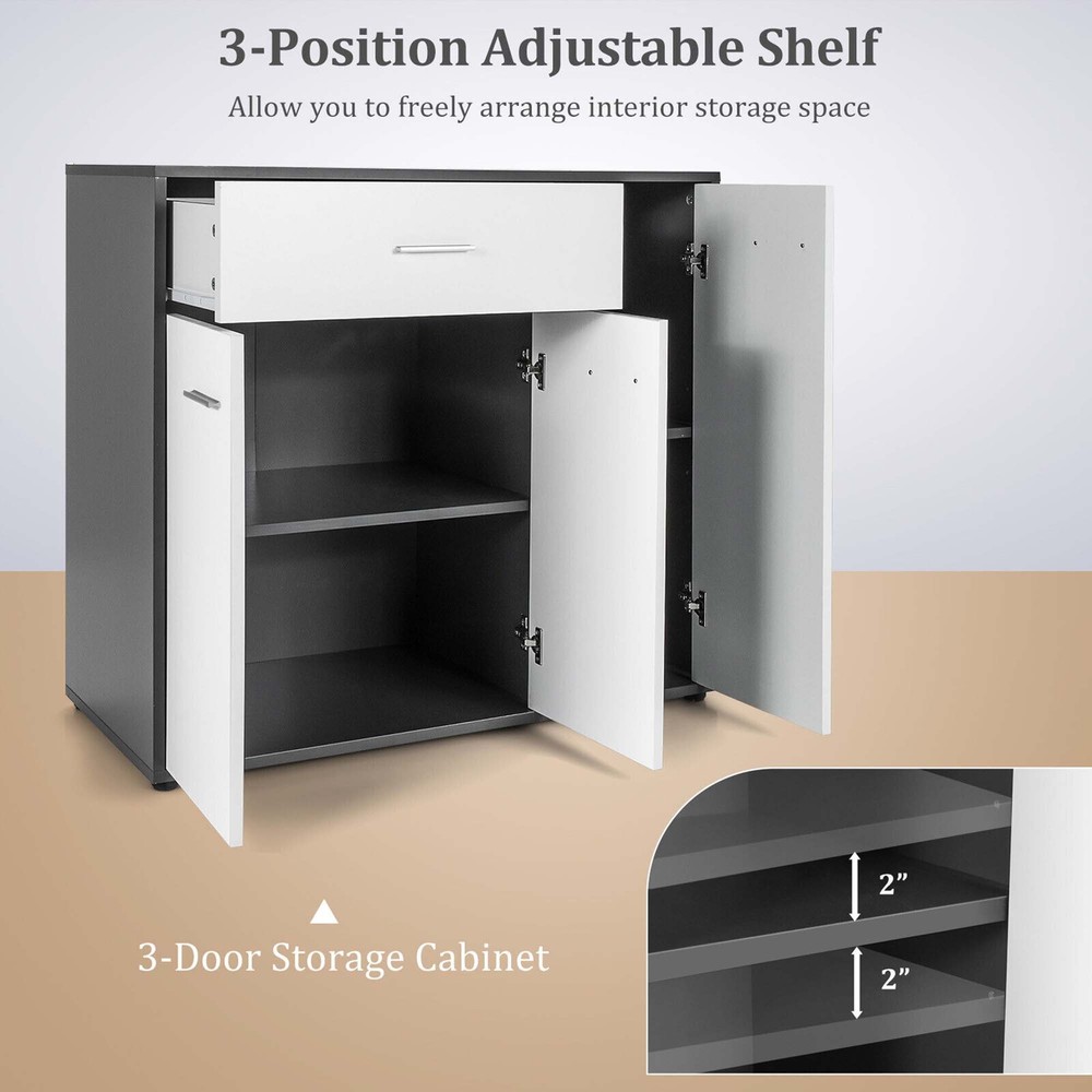 3-Door Buffet Sideboard Kitchen Storage Cabinet Console Cupboard w/Drawer