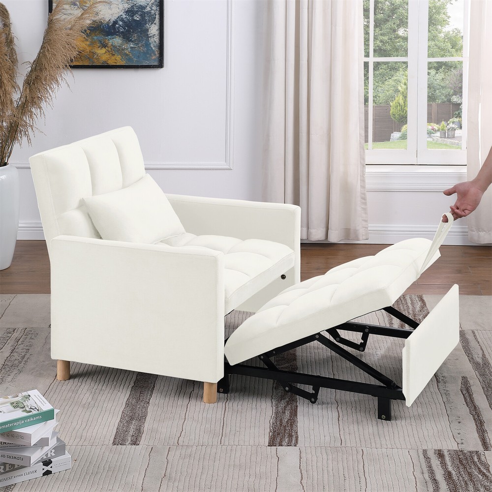 Convertible Sofa Bed Chair 3-in-1 Multi-Functional Folding Sofa Beige