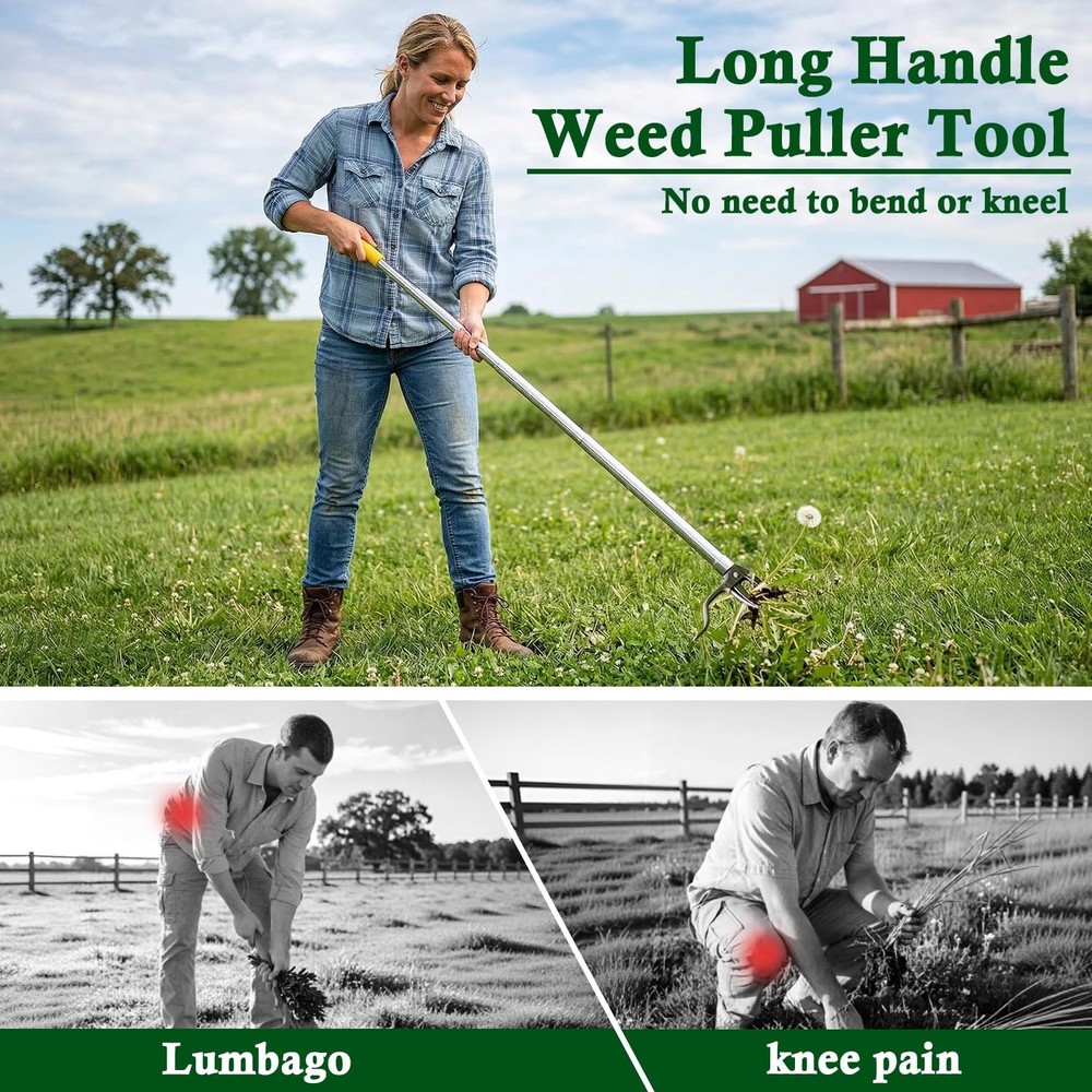 Weed Puller Tool, 48" Stand Up Dandelion Tool with Long Handle,Stainless Hand...