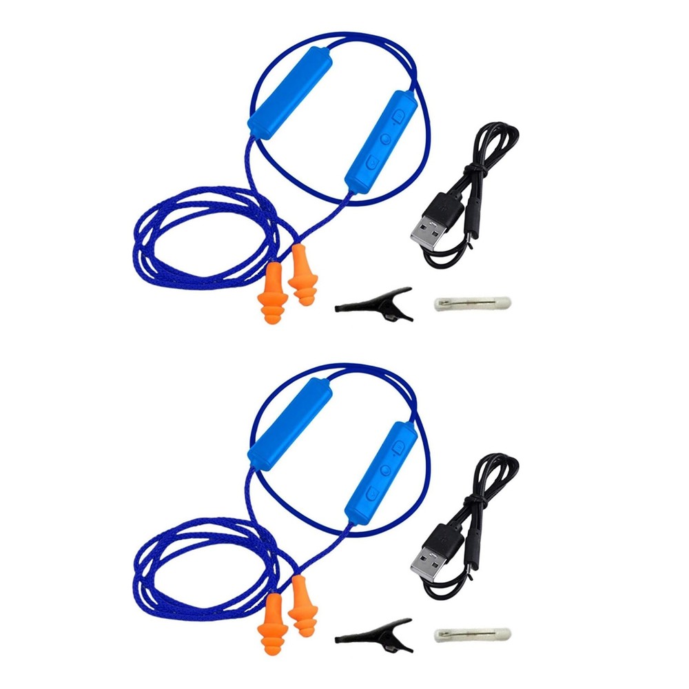 Durable 2-Set Blue Bluetooth Earplugs for Hearing Protection Noisy Environment
