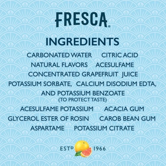 Fresca Sparkling Citrus Soda 12 Pack 12oz Zero Sugar Grapefruit