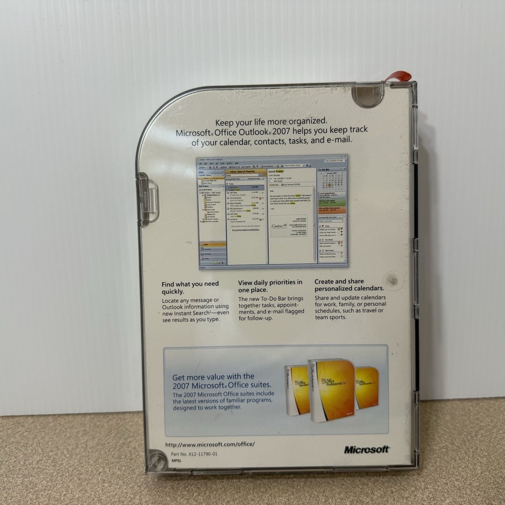 Microsoft Office Outlook 2007 Software Complete w/ Product Key OPEN BOX