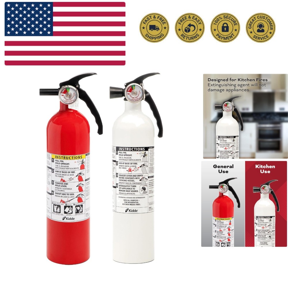 Kitchen Fire Extinguishers for Home & Office Use, 2 Pack: One 1-A:10-B:C and ...