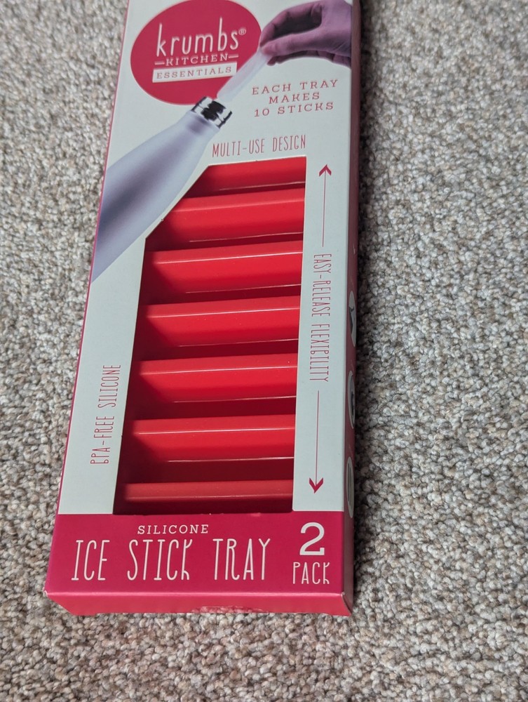 Krumbs Kitchen Essentials 2 Pack Ice Stick Trays Red Silicone New