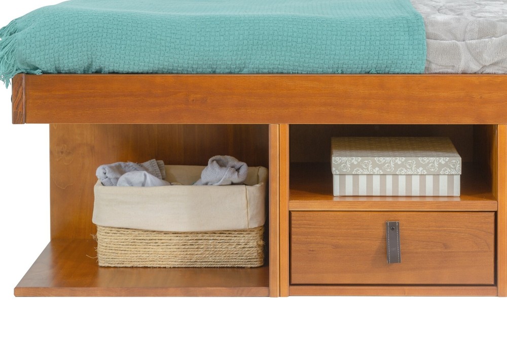 Memomad Bali Bed - King Size Storage Platform Bed Frame with Drawers (Oak)