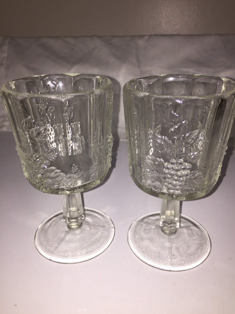 2 Crystal Paneled Grape Goblets