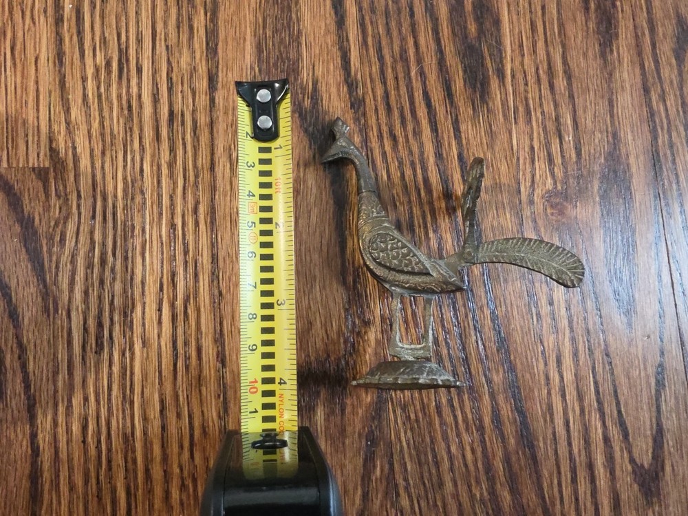 Unique Antique Vintage Solid Brass Silver Kohl Empty Flask Peacock Bird Figure