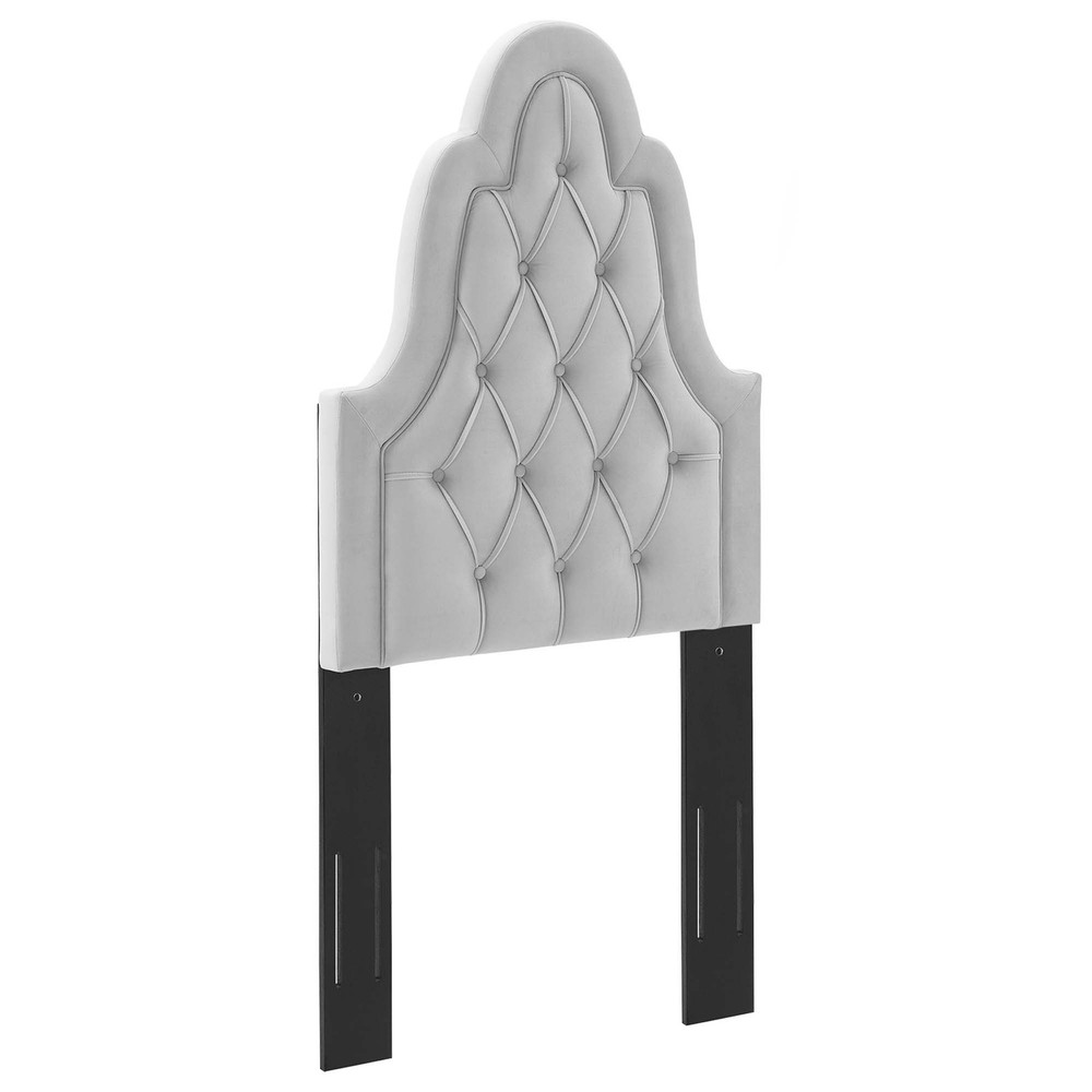 Modway Augustine Tufted Performance Velvet Twin Headboard in Light Gray