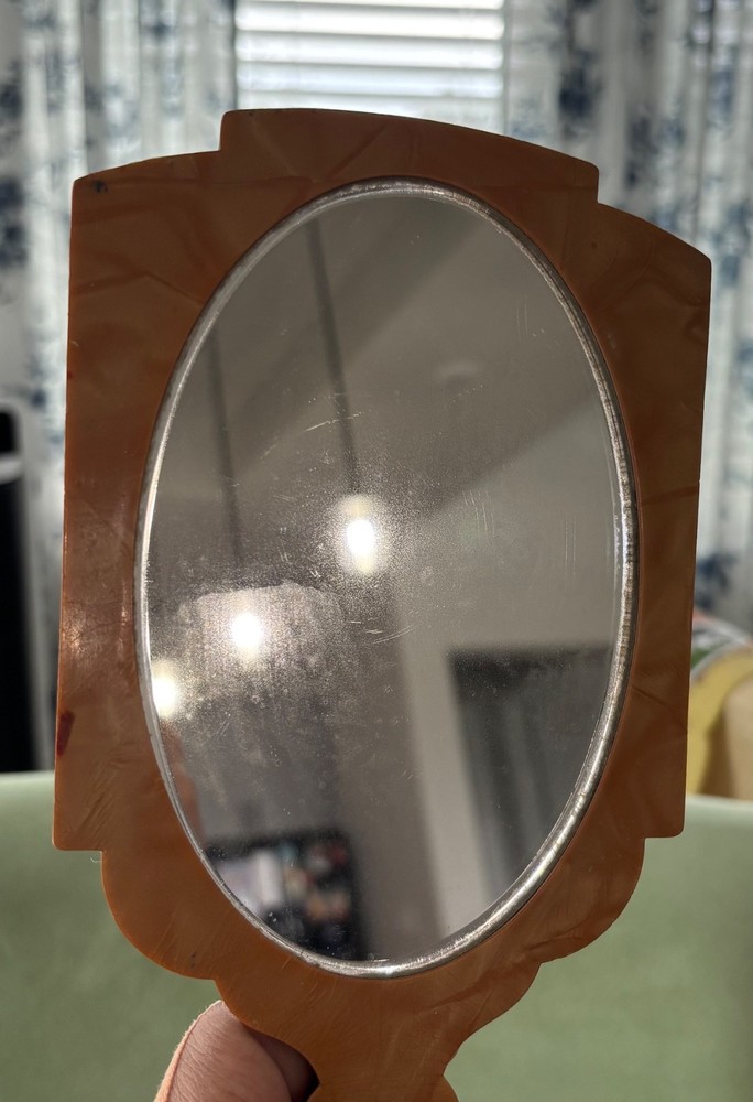 Vintage Celluloid Bakelite handheld mirror